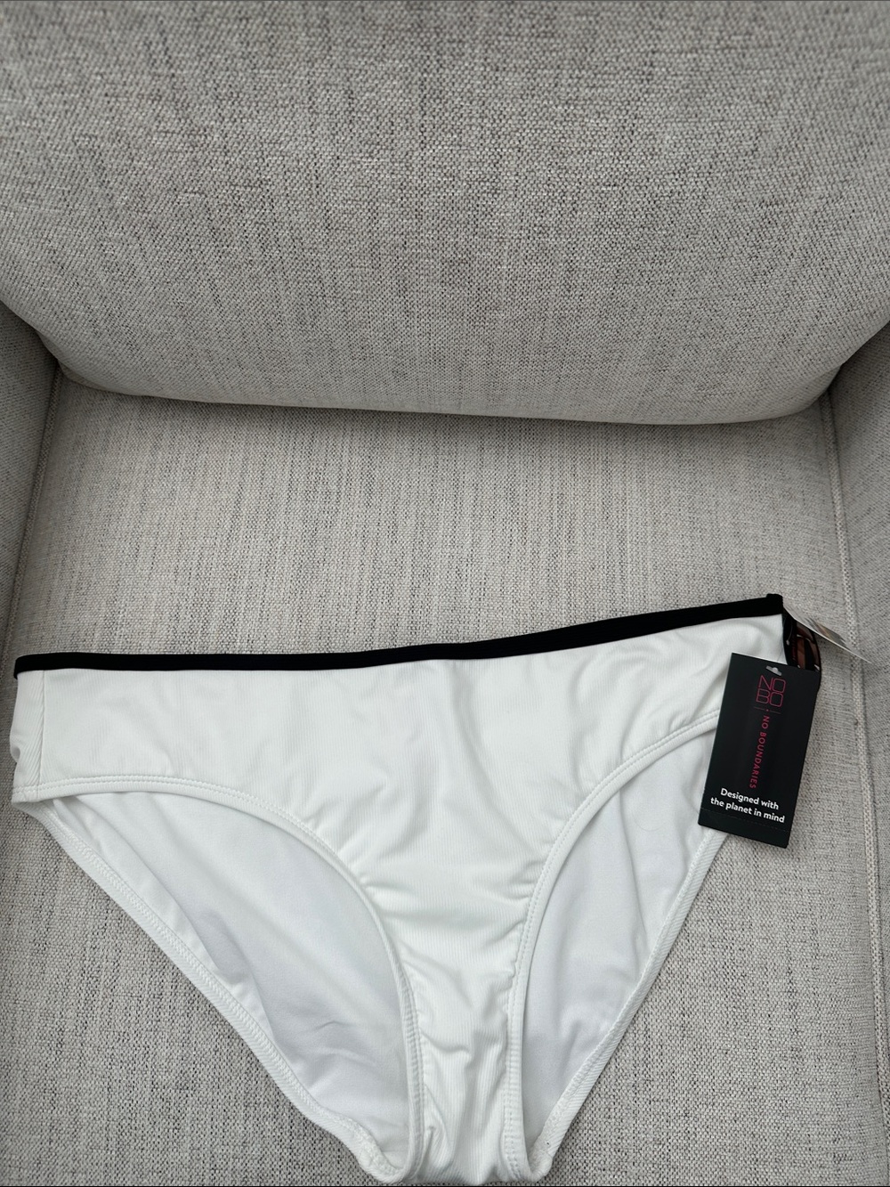 No Boundaries White Bikini Bottom with Black Trim